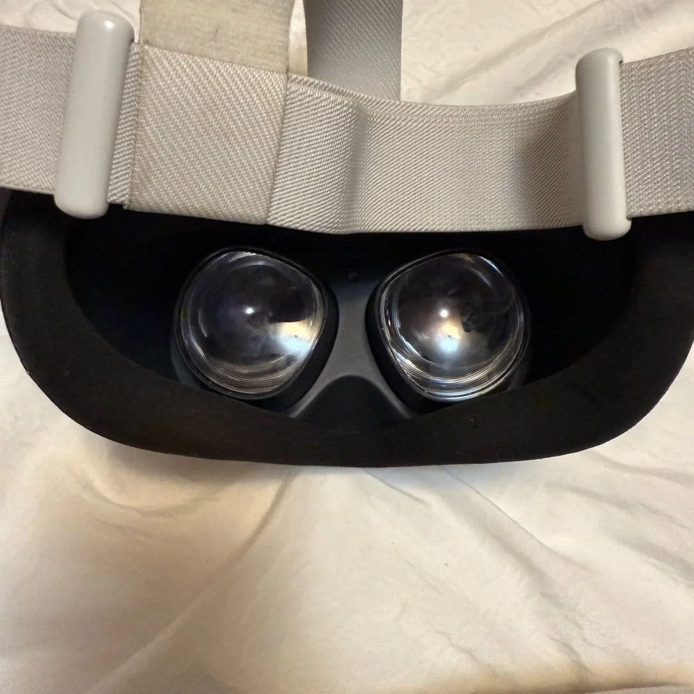 VR Headset + Controllers Set - White. Barely used. Comes with case + chargers.